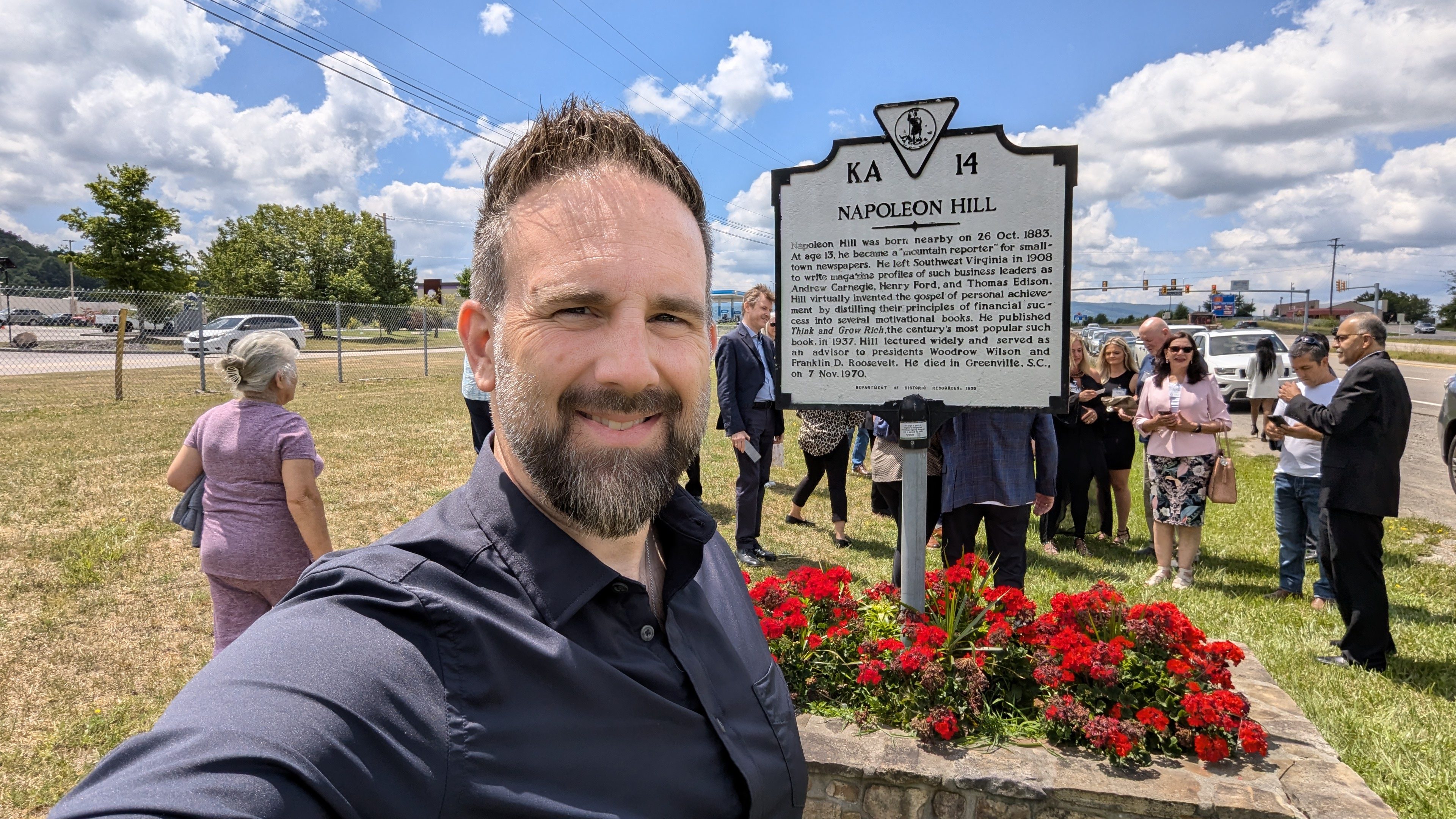 Jason Duncan at the Napoleon Hill historical marker